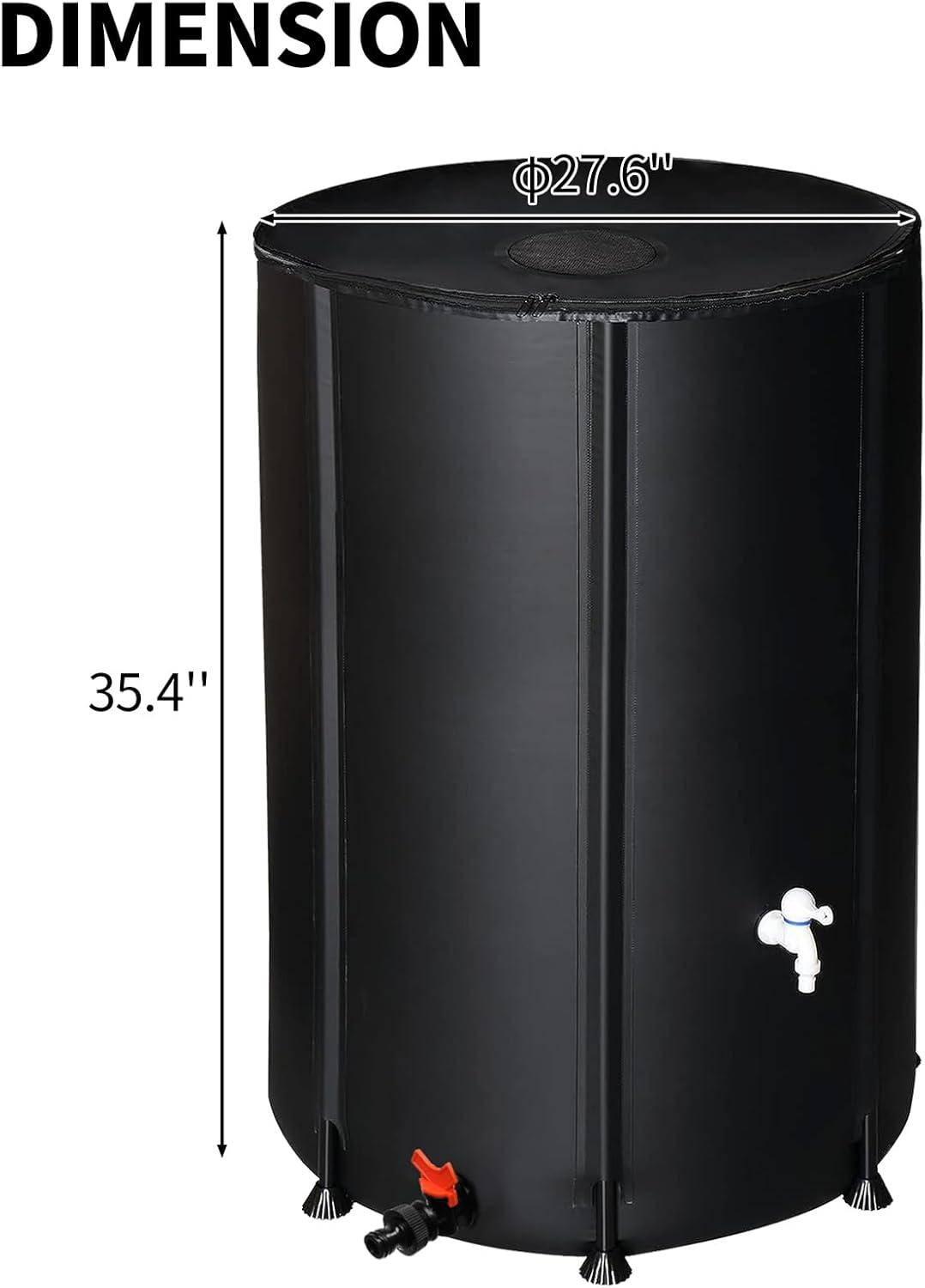 imageOutvita 132 Gallon Collapsible Rain Barrel Large Garden Water Storage Tank Portable Folding Rainwater Collector Water Catcher with Filter Overflow Kit Faucet GreenBlack