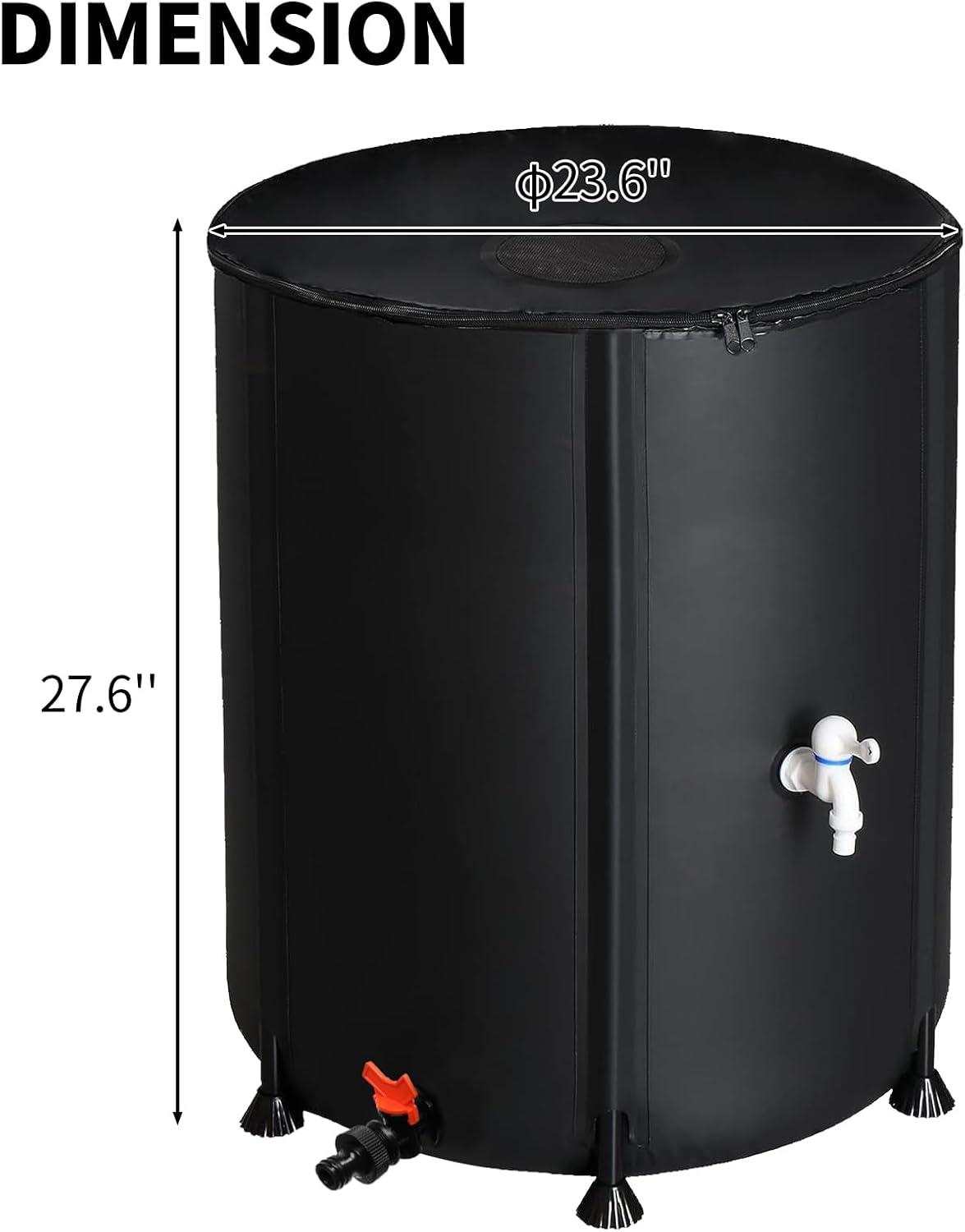 imageOutvita 132 Gallon Collapsible Rain Barrel Large Garden Water Storage Tank Portable Folding Rainwater Collector Water Catcher with Filter Overflow Kit Faucet GreenBlack