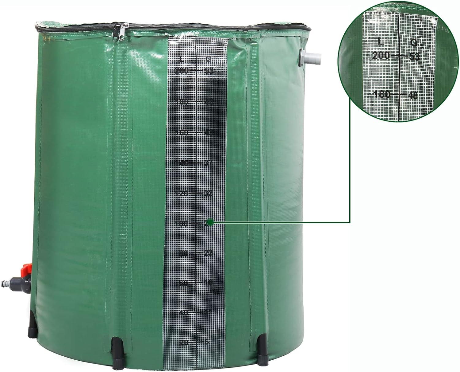 imageOutvita 132 Gallon Collapsible Rain Barrel Large Garden Water Storage Tank Portable Folding Rainwater Collector Water Catcher with Filter Overflow Kit Faucet GreenGreen