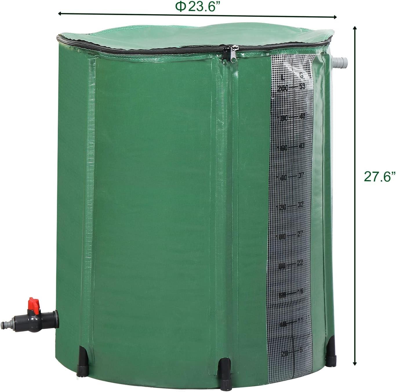 imageOutvita 132 Gallon Collapsible Rain Barrel Large Garden Water Storage Tank Portable Folding Rainwater Collector Water Catcher with Filter Overflow Kit Faucet GreenGreen