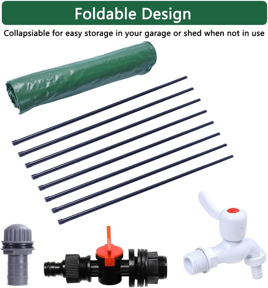 imageOutvita 132 Gallon Collapsible Rain Barrel Large Garden Water Storage Tank Portable Folding Rainwater Collector Water Catcher with Filter Overflow Kit Faucet GreenGreen