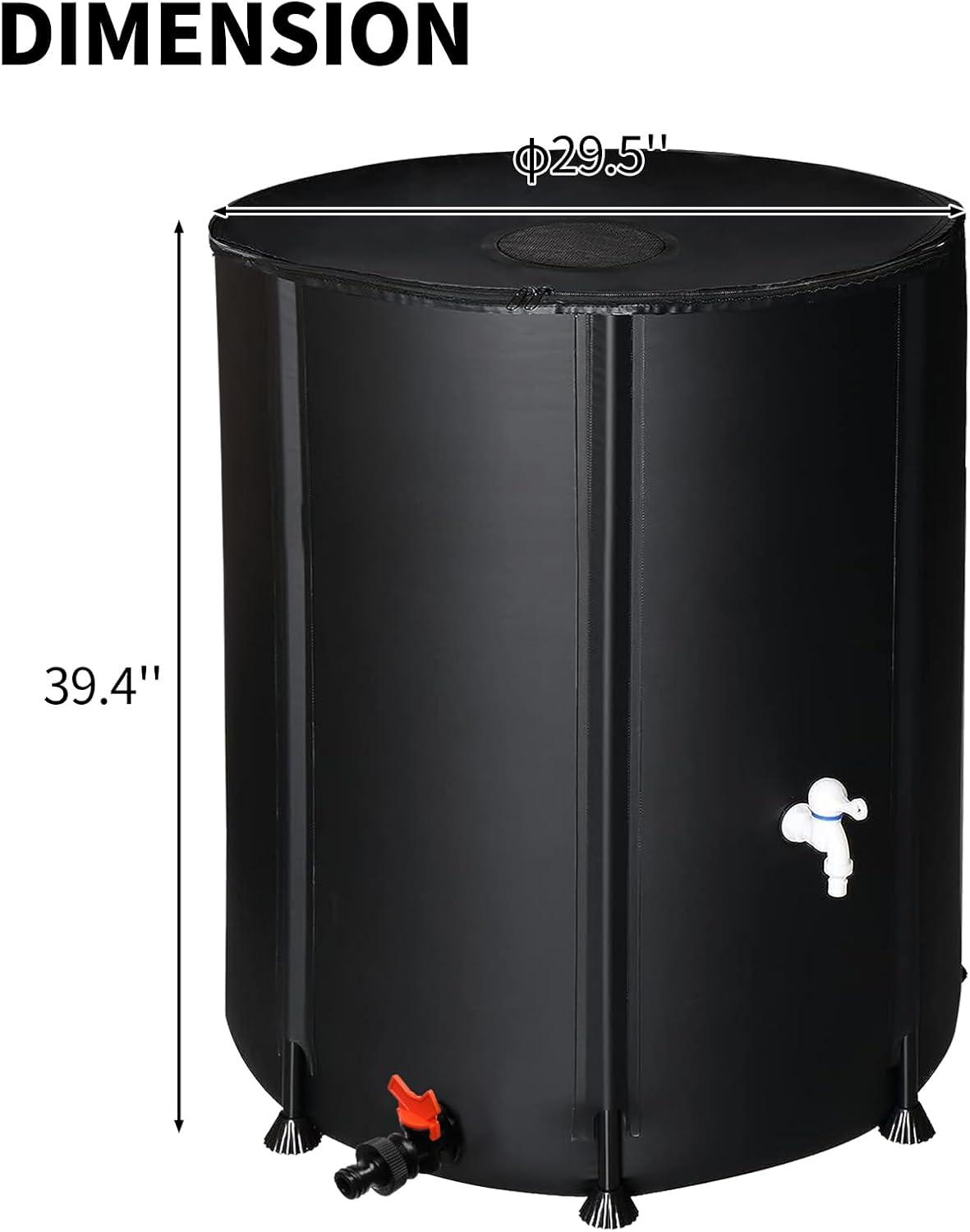 imageOutvita 132 Gallon Collapsible Rain Barrel Large Garden Water Storage Tank Portable Folding Rainwater Collector Water Catcher with Filter Overflow Kit Faucet GreenBlack