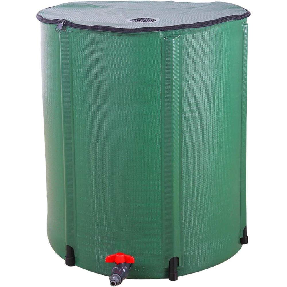 imageOutvita 132 Gallon Collapsible Rain Barrel Large Garden Water Storage Tank Portable Folding Rainwater Collector Water Catcher with Filter Overflow Kit Faucet GreenGreen