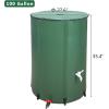imageOutvita 100 Gallon Collapsible Rain Barrel Garden Water Storage Tank Portable Folding Rainwater Collector Water Catcher with Filter Overflow Kit Faucet Green