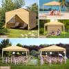 imageOutvita 10x10ft Ez Pop Up Canopy Portable Instant Canopy Tent with 2pcs SideWalls and 4pcs Camping Upright Poles for Outdoor Events Party Wedding BirthdayGraduation Gray10x10yellow