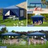 imageOutvita 10x10ft Ez Pop Up Canopy Portable Instant Canopy Tent with 2pcs SideWalls and 4pcs Camping Upright Poles for Outdoor Events Party Wedding BirthdayGraduation Gray10x10blue