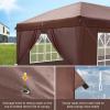 imageOutvita 10x10ft Ez Pop Up Canopy Portable Instant Canopy Tent with 2pcs SideWalls and 4pcs Camping Upright Poles for Outdoor Events Party Wedding BirthdayGraduation Gray10x20brown