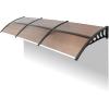 imageOutvita 118quotx38quot Window Awning Canopy Polycarbonate Front Door Patio Cover for UV Rain Snow ampamp Sunlight Protection Stylish Brown Panel with Black BracketBrownBlack