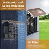 imageOutvita 118quotx38quot Window Awning Canopy Polycarbonate Front Door Patio Cover for UV Rain Snow ampamp Sunlight Protection Stylish Brown Panel with Black BracketBrownWhite