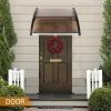 imageOutvita 118quotx38quot Window Awning Canopy Polycarbonate Front Door Patio Cover for UV Rain Snow ampamp Sunlight Protection Stylish Brown Panel with Black BracketBrownBlack