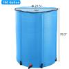 imageOutvita 132 Gallon Collapsible Rain Barrel Large Garden Water Storage Tank Portable Folding Rainwater Collector Water Catcher with Filter Overflow Kit Faucet GreenBlue