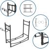 imageOutvita 2 Tier Firewood Log Rack Iron Lumber Storage Holder Wood Pile Stacker Organizer for Indoor Outdoor Fireplace Fire Stove Pit With 4 Fire Tools Hanging Hooks Christmas Elements Black13D x 331W x 30H