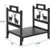 imageOutvita 2 Tier Firewood Log Rack Iron Lumber Storage Holder Wood Pile Stacker Organizer for Indoor Outdoor Fireplace Fire Stove Pit With 4 Fire Tools Hanging Hooks Christmas Elements Black13D x 179W x 174H