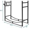 imageOutvita 2 Tier Firewood Log Rack Iron Lumber Storage Holder Wood Pile Stacker Organizer for Indoor Outdoor Fireplace Fire Stove Pit With 4 Fire Tools Hanging Hooks Christmas Elements Black13D x 331W x 30H