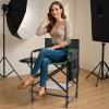 imageOutvita 26quot Tall Directors Chair Height Seat Folding with Side Table Storage Bag Support for 300Lbs Portable Makeup Artist Chair with Bar Height BlackDark GreenBlack