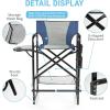 imageOutvita 26quot Tall Directors Chair Height Seat Folding with Side Table Storage Bag Support for 300Lbs Portable Makeup Artist Chair with Bar Height BlackBlueGrey