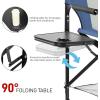 imageOutvita 26quot Tall Directors Chair Height Seat Folding with Side Table Storage Bag Support for 300Lbs Portable Makeup Artist Chair with Bar Height BlackBlueGrey