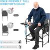 imageOutvita 26quot Tall Directors Chair Height Seat Folding with Side Table Storage Bag Support for 300Lbs Portable Makeup Artist Chair with Bar Height BlackBlueGrey