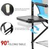 imageOutvita 26quot Tall Directors Chair Height Seat Folding with Side Table Storage Bag Support for 300Lbs Portable Makeup Artist Chair with Bar Height BlackBlueBlack
