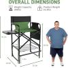 imageOutvita 26quot Tall Directors Chair Height Seat Folding with Side Table Storage Bag Support for 300Lbs Portable Makeup Artist Chair with Bar Height BlackDark GreenBlack