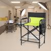 imageOutvita 26quot Tall Directors Chair Height Seat Folding with Side Table Storage Bag Support for 300Lbs Portable Makeup Artist Chair with Bar Height BlackGreenBlack