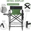 imageOutvita 26quot Tall Directors Chair Height Seat Folding with Side Table Storage Bag Support for 300Lbs Portable Makeup Artist Chair with Bar Height BlackDark GreenBlack