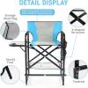 imageOutvita 26quot Tall Directors Chair Height Seat Folding with Side Table Storage Bag Support for 300Lbs Portable Makeup Artist Chair with Bar Height BlackBlueBlack