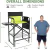 imageOutvita 26quot Tall Directors Chair Height Seat Folding with Side Table Storage Bag Support for 300Lbs Portable Makeup Artist Chair with Bar Height BlackGreenBlack