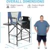 imageOutvita 26quot Tall Directors Chair Height Seat Folding with Side Table Storage Bag Support for 300Lbs Portable Makeup Artist Chair with Bar Height BlackBlueGrey