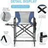 imageOutvita 26quot Tall Directors Chair Height Seat Folding with Side Table Storage Bag Support for 300Lbs Portable Makeup Artist Chair with Bar Height BlackBlueGrey