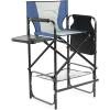 imageOutvita 26quot Tall Directors Chair Height Seat Folding with Side Table Storage Bag Support for 300Lbs Portable Makeup Artist Chair with Bar Height BlackBlueGrey