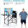 imageOutvita 26quot Tall Directors Chair Height Seat Folding with Side Table Storage Bag Support for 300Lbs Portable Makeup Artist Chair with Bar Height BlackBlueBlack