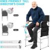 imageOutvita 26quot Tall Directors Chair Height Seat Folding with Side Table Storage Bag Support for 300Lbs Portable Makeup Artist Chair with Bar Height BlackBlack