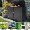 imageOutvita 295 Gallon XXL Outdoor Storage Box PP Waterproof Patio Deck Box with Lockable Door HeavyDuty Storage Cabinet for Patio Furniture Garden Tools ampamp More Black