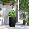 imageOutvita 2Pcs 224quot H Large Flower Pots with Drainage Holes Outdoor Tall Plastic Planter Set Durable Plant Pots for Porch Entryway Patio Yard GardenDark Brown
