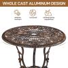 imageOutvita 3 PCS Outdoor Bistro Table Set All Weather Rose Pattern Cast Aluminum Patio Bistro Sets with Umbrella Hole for Yard Garden Balcony Antique Bronz