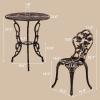 imageOutvita 3 PCS Outdoor Bistro Table Set All Weather Rose Pattern Cast Aluminum Patio Bistro Sets with Umbrella Hole for Yard Garden Balcony Antique Bronz