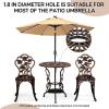 imageOutvita 3 PCS Outdoor Bistro Table Set All Weather Rose Pattern Cast Aluminum Patio Bistro Sets with Umbrella Hole for Yard Garden Balcony Antique Bronz