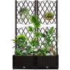 imageOutvita 31quot x 16quot x 48quot Raised Garden Bed with Trellis  Drainage Holes FreeStanding Trellis Planter Box Outdoor Floor Plant Bed for Vine Climbing Plants and Flowers in Garden Patio BalconyBrown