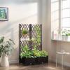 imageOutvita 31quot x 16quot x 48quot Raised Garden Bed with Trellis  Drainage Holes FreeStanding Trellis Planter Box Outdoor Floor Plant Bed for Vine Climbing Plants and Flowers in Garden Patio BalconyBrown