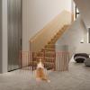 imageOutvita 3Panel Indoor Foldable Gate 24quot H Freestanding Wooden Pet Barrier Fence Pet Gate with Support Feet for Stairs Hallways DoorwaysBrownBrown