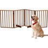 imageOutvita 3Panel Indoor Foldable Gate 24quot H Freestanding Wooden Pet Barrier Fence Pet Gate with Support Feet for Stairs Hallways DoorwaysBrownBrown