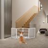 imageOutvita 3Panel Indoor Foldable Gate 24quot H Freestanding Wooden Pet Barrier Fence Pet Gate with Support Feet for Stairs Hallways DoorwaysBrownWhite
