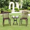 imageOutvita 4 Piece Outdoor Bistro Dining Chair Set AllWeather Cast Aluminum Dining Chairs with Cushion Stackable ampamp Easy to Store Furniture for Patio Garden Deck AntiqueBrownpattern Iii Without Cushion