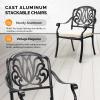 imageOutvita 4 Piece Outdoor Bistro Dining Chair Set AllWeather Cast Aluminum Dining Chairs with Cushion Stackable ampamp Easy to Store Furniture for Patio Garden Deck AntiqueBlackpattern I Include Cushion