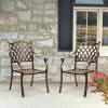 imageOutvita 4 Piece Outdoor Bistro Dining Chair Set AllWeather Cast Aluminum Dining Chairs with Cushion Stackable ampamp Easy to Store Furniture for Patio Garden Deck AntiqueBrownpattern Iv Without Cushion