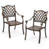 imageOutvita 4 Piece Outdoor Bistro Dining Chair Set AllWeather Cast Aluminum Dining Chairs with Cushion Stackable ampamp Easy to Store Furniture for Patio Garden Deck AntiqueBrownpattern Iv Without Cushion