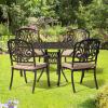 imageOutvita 4 Piece Outdoor Bistro Dining Chair Set AllWeather Cast Aluminum Dining Chairs with Cushion Stackable ampamp Easy to Store Furniture for Patio Garden Deck AntiqueBrownpattern I Include Cushion