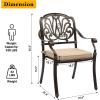 imageOutvita 4 Piece Outdoor Bistro Dining Chair Set AllWeather Cast Aluminum Dining Chairs with Cushion Stackable ampamp Easy to Store Furniture for Patio Garden Deck AntiqueBrownpattern I Include Cushion