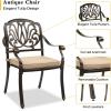 imageOutvita 4 Piece Outdoor Bistro Dining Chair Set AllWeather Cast Aluminum Dining Chairs with Cushion Stackable ampamp Easy to Store Furniture for Patio Garden Deck AntiqueBrownpattern I Include Cushion